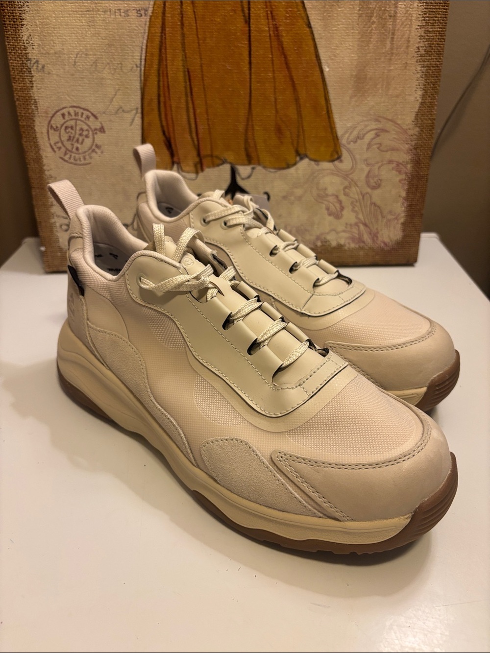 Teva Women's Geotrecca Cream Athletic Sneakers with Brown Sole